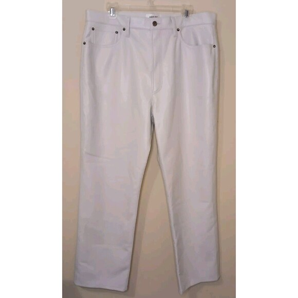AGOLDE Sz 34 90's Pinch Waist SOFT Recycled Leather Lt Grey Straight Leg  - $348 - Picture 4 of 16